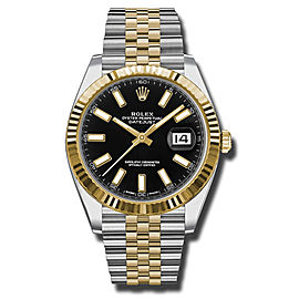 Rolex Two-Tone DateJust II 126333 bkij Yellow Gold Black Index Dial Watch