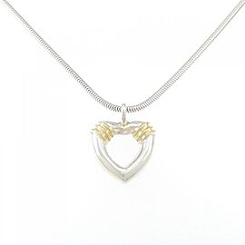 TIFFANY & Co 925 Silver 18K Yellow Gold Heart Necklace E1135