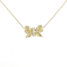 Tiffany & Co 18K Yellow Gold Ribbon Diamond Necklace E1102