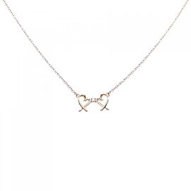 TIFFANY & Co 18K Pink Gold Double Loving Heart Necklace E1129