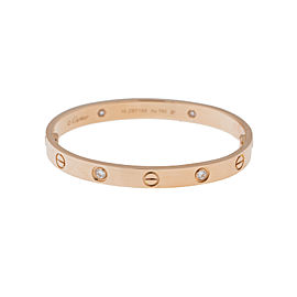 Cartier Love Bracelet 18K Rose Gold Half Diamond Size 16